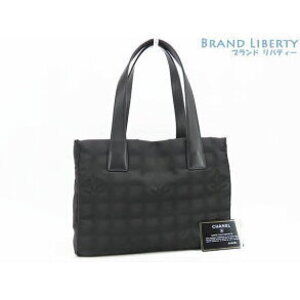 Chanel Travel Line Tote Shoulder Bag Black Nylon Leather
